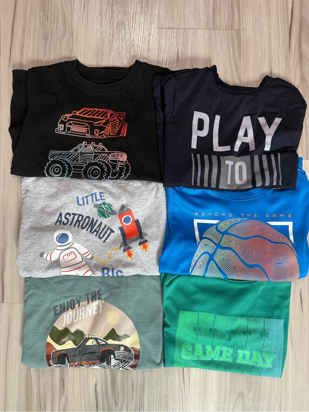 Boys Graphic Tee bundle-size 5- Black, Navy, Gray, Blue, Teal, Green